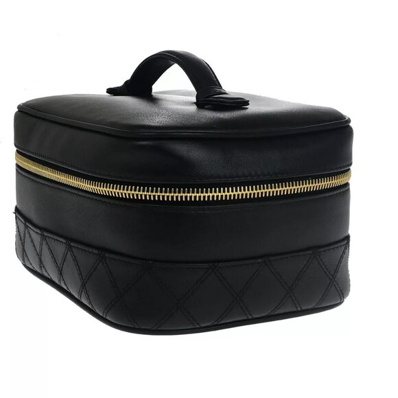 CHANEL CC Logo Bicolore Vanity Hand Bag Leather Black GHW Italy authentic - Picture 2 of 15